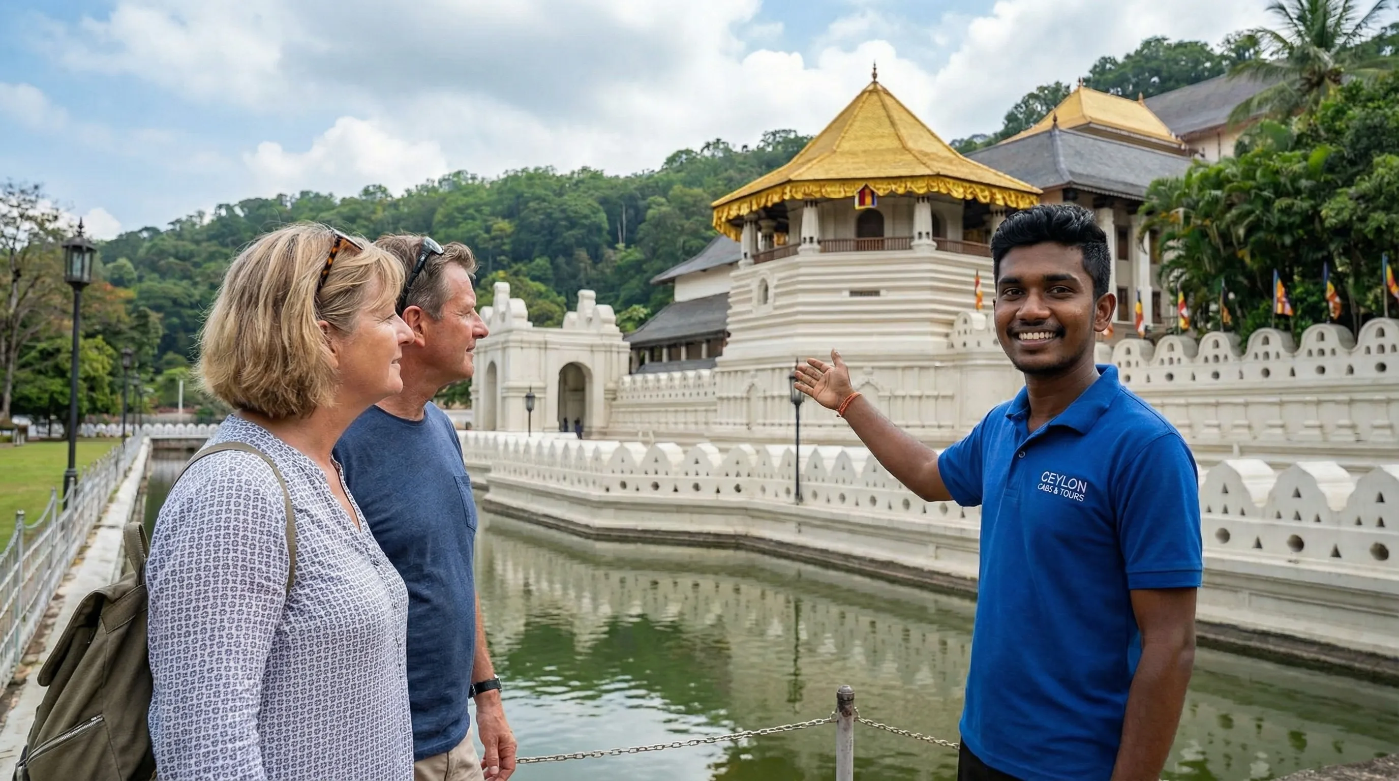 Happy tourists at Sigiriya Rock Fortress